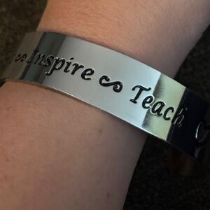 Teacher Appreciation Cuff Bracelet Love Inspire Teach